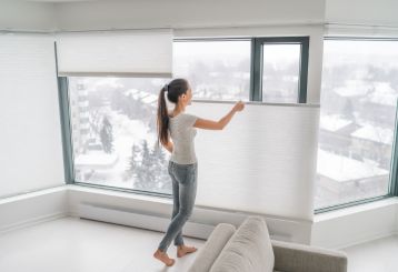 Cordless Roman Shades enhancing natural light in a Oakland residence.