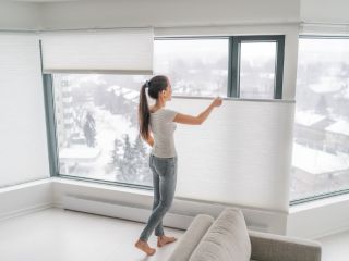 Cordless Roman Shades enhancing natural light in a Oakland residence.